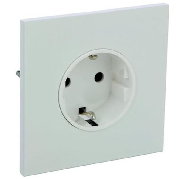 Art d'Arnould univers Epure single standard schuko power socket 2P+E 16A 250V - Satin white image 1