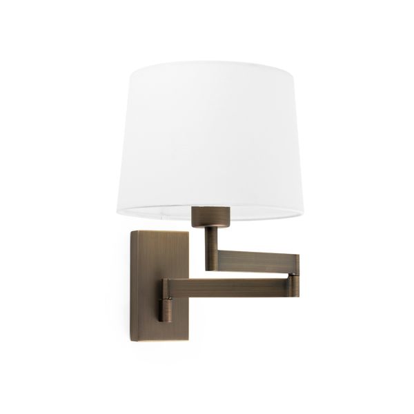 ARTIS ARTICULATED BRONZE WALL LAMP WHITE LAMPSHADE image 1