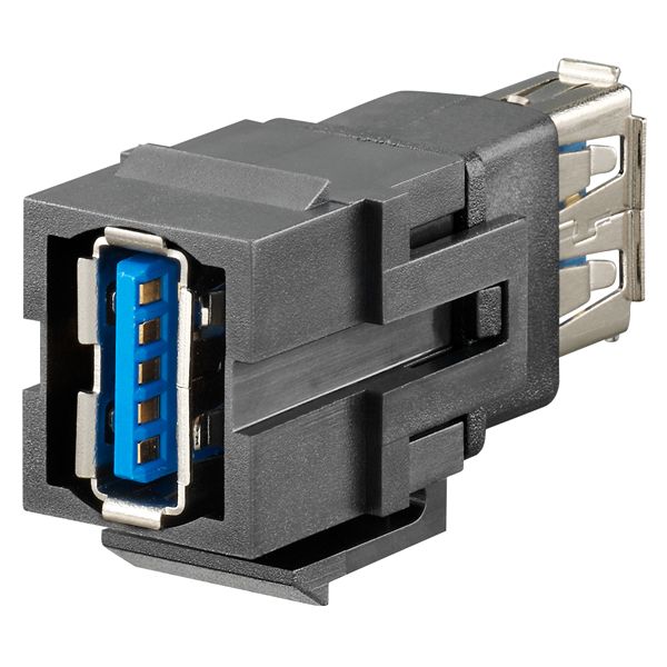 USB-A Keystone-Modul, schwarz (ähnlich RAL 9005), für Montageadapter KMK-MA Up und andere Einbauadapter image 1