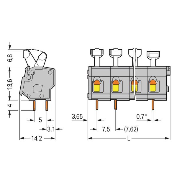 PCB terminal block push-button 2.5 mm² light gray image 2