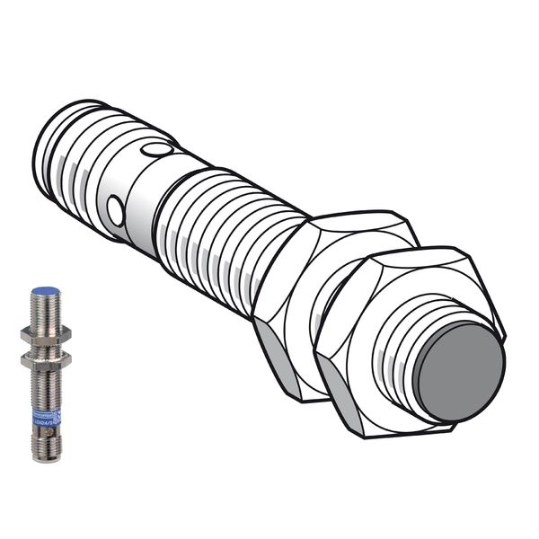 Inductive proximity sensors XS, inductive sensor XS6 M12, L66mm, brass, Sn7mm, 12...48 VDC, M12 image 1