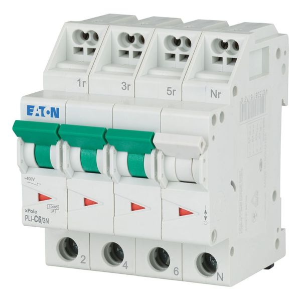Miniature circuit breaker (MCB) with plug-in terminal, 6 A, 3p+N, characteristic: C image 1