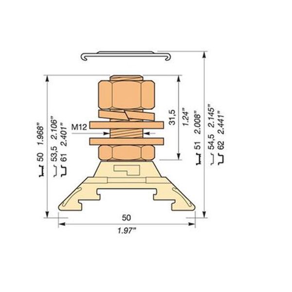 RAILWAY TERMINAL BLOCK, H120/30.F10.31.1, 31.2MM SPACING, FEED-THROUGH, BEIGE image 1