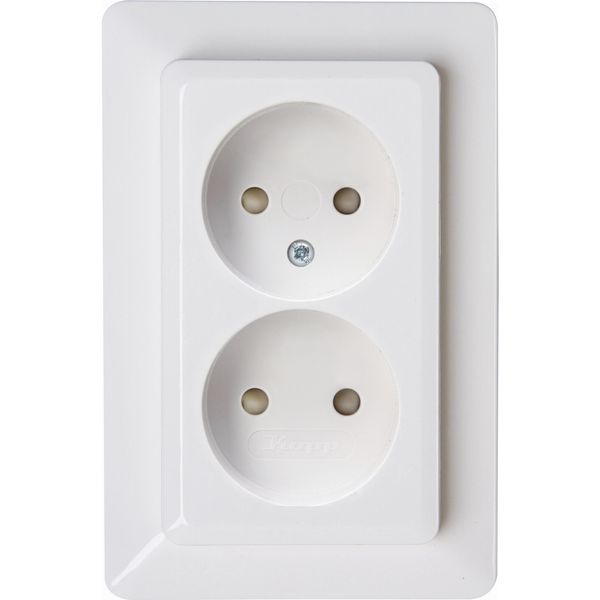 Double socket outlet without earth, with image 1
