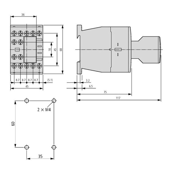 Contactor 3kW/400V/7A, 1 NO, coil 230VAC image 3