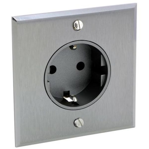 Art d'Arnould univers Memory single standard socket outlet schuko 2P+E 16A 250V - Brushed steel image 1