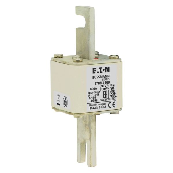 Fuse-link, high speed, 800 A, AC 690 V, DIN 1, 53 x 66 x 138 mm, aR, DIN, IEC, single indicator image 7