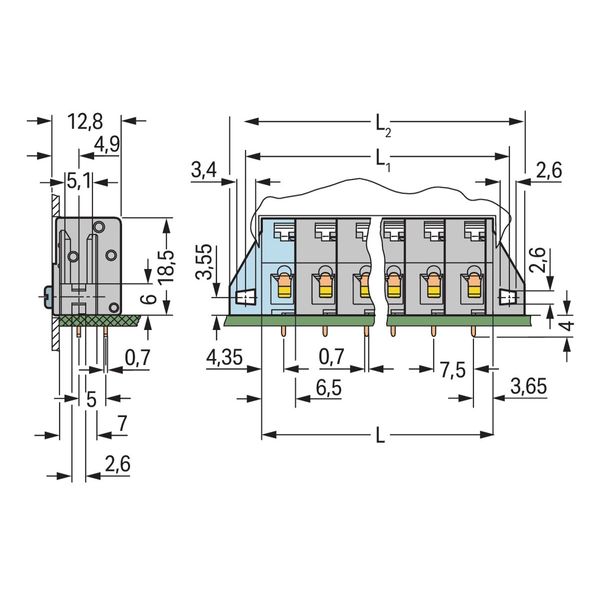 PCB terminal block push-button 2.5 mm² gray image 3