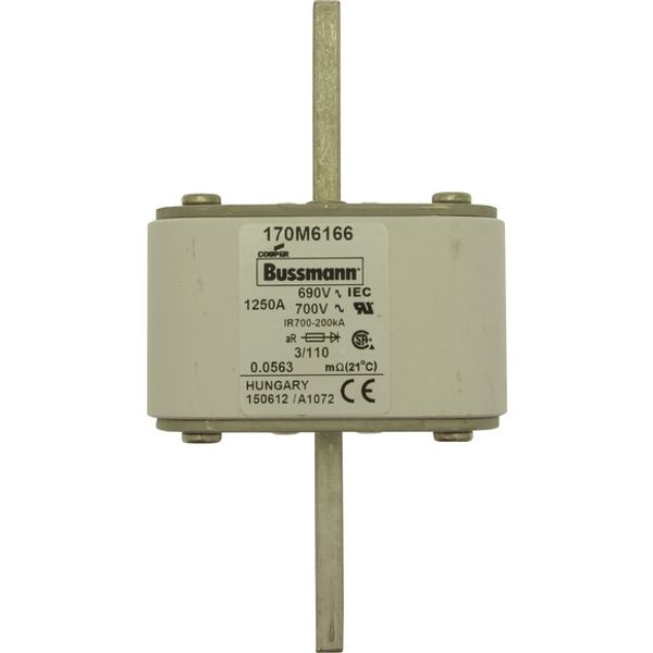 Fuse-link, high speed, 1250 A, AC 690 V, DIN 3, 76 x 90 x 139 mm, aR, DIN, IEC, single indicator image 2