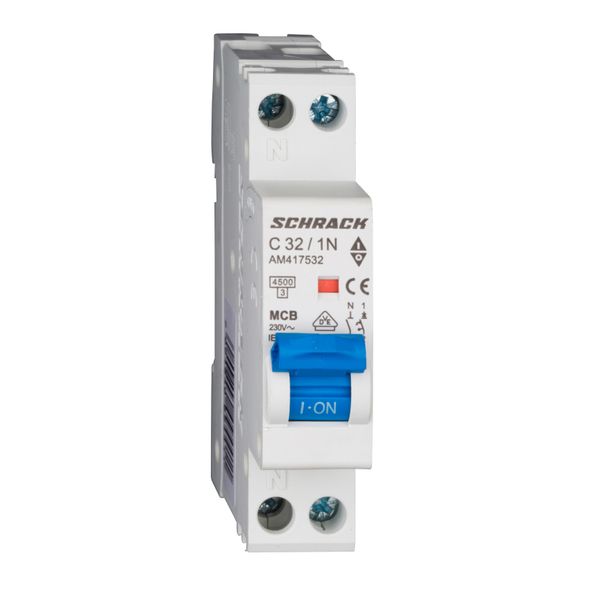 Miniature Circuit Breaker (MCB) AMPARO 4.5kA, C 32A, 1+N,1MW image 1