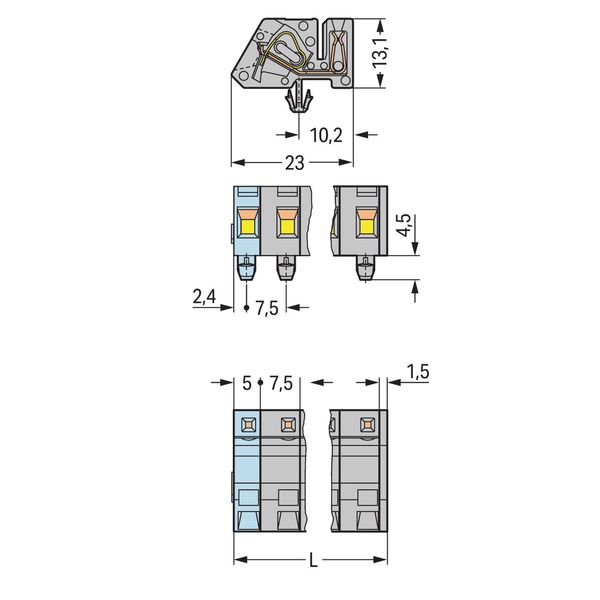 1-conductor female connector, angled CAGE CLAMP® 2.5 mm² gray image 2