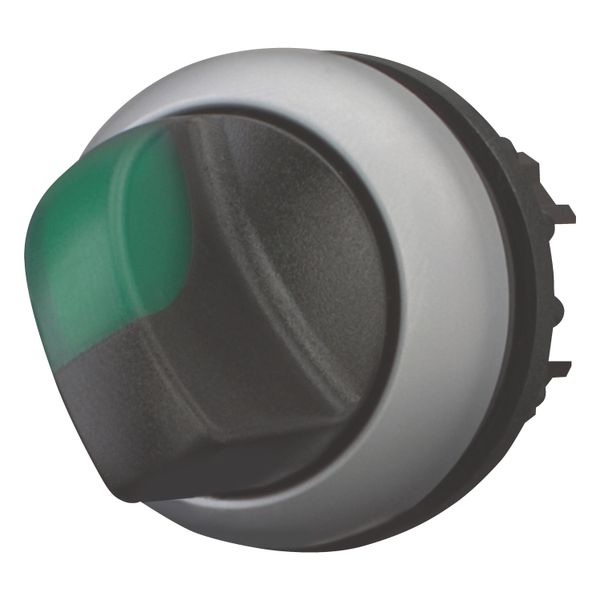 Illuminated selector switch actuator, RMQ-Titan, With thumb-grip, maintained, 2 positions (V position), green, Bezel: titanium image 3