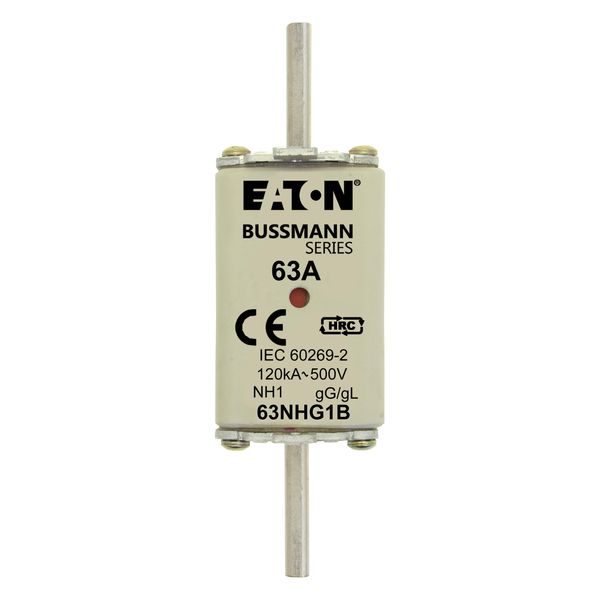 Fuse-link, low voltage, 63 A, AC 500 V, NH1, gL/gG, IEC, dual indicator image 14