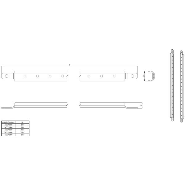 Door-mounting profiles for 400 mm wide enclosures image 2