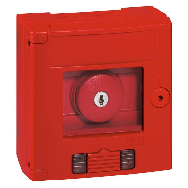 Break glass emergency box-mushroom head-surface mounting-IP 44-red box with LED image 1