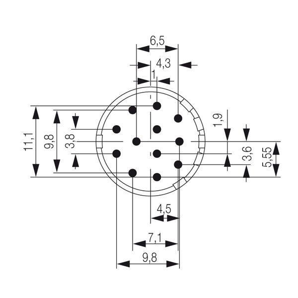 contact insert (circular connector), Solder-in pin, 17 mm, Counter rot image 1