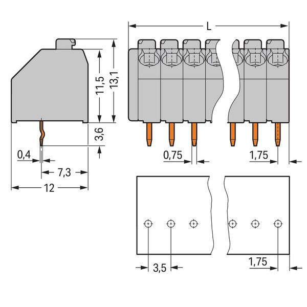 PCB terminal block push-button 1.5 mm² gray image 3
