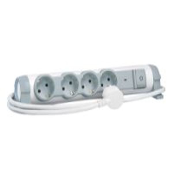 Multi-outlet extension for comfort/safety - 4x2P+E + v.s.p. - 1.5 m cord image 1