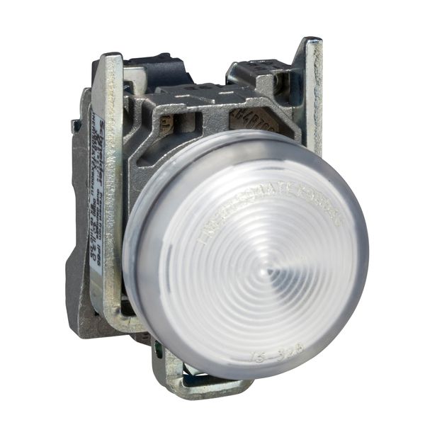 Harmony XB4, Pilot light, metal, white, Ø22, plain lens with integral LED, 24 V AC/DC image 1