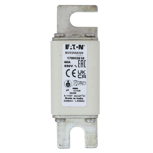 Fuse-link, high speed, 40 A, AC 690 V, DIN 00, 30 x 51 x 100 mm, gR, DIN, IEC, single indicator image 10