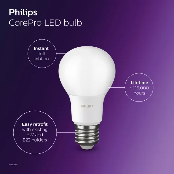 CorePro Plastic LEDbulbs -  LED-lamp/Multi-LED -  Power Consumption: 8 W -  Energy Efficiency Class: F -  Correlated Color Temperature (Nom): 2700 K image 3