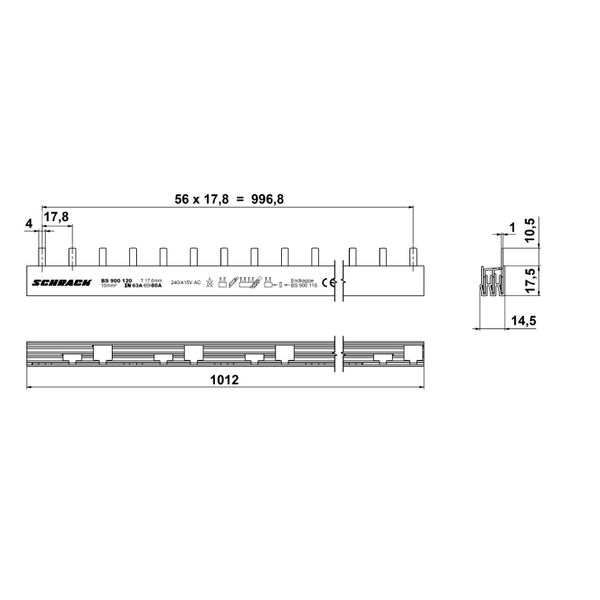 Busbar Pin Version 3-pole, 10mmý MW = 17,75mm image 3