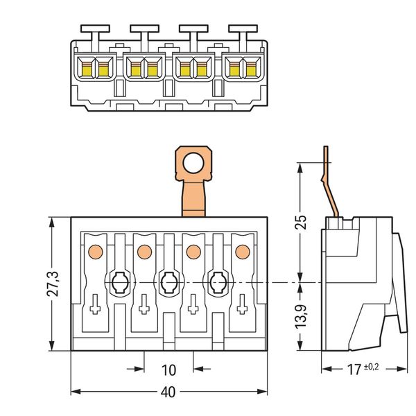 Lighting connector push-button, external with screw-type ground contac image 4