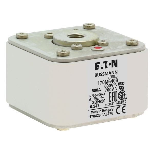 Fuse-link, high speed, 500 A, AC 690 V, size 3, aR, IEC, UL, single indicator image 24