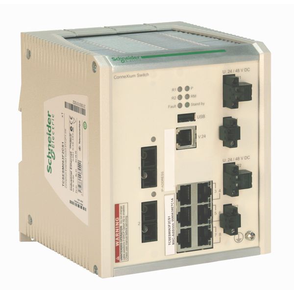 ConneXium Extended Managed Switch - 6 ports for copper + 2 ports for fiber optic single-mode image 1
