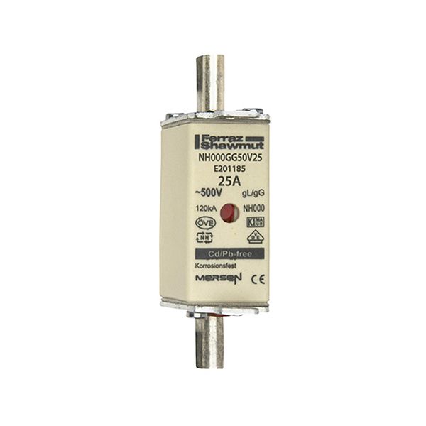 Fuse-link NH000 gG 500VAC 25A live tags Double indicator image 1