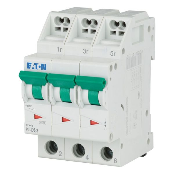 Miniature circuit breaker (MCB) with plug-in terminal, 6 A, 3p, characteristic: D image 2