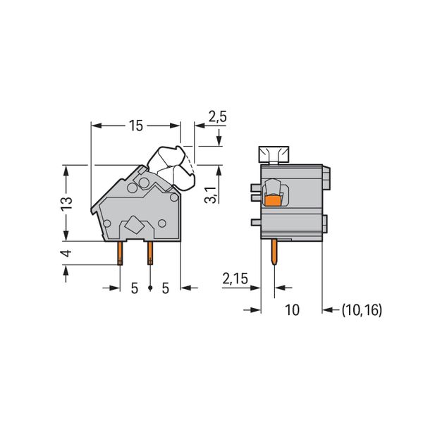 Stackable PCB terminal block push-button 2.5 mm² blue image 6