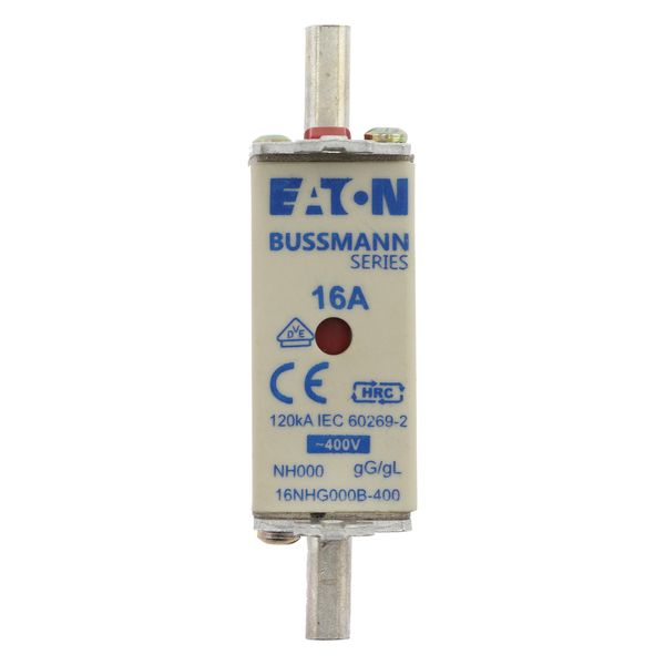 Fuse-link, LV, 16 A, AC 400 V, NH000, gL/gG, IEC, dual indicator, live gripping lugs image 7