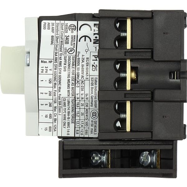 Main switch, P1, 25 A, rear mounting, 3 pole, 1 N/O, 1 N/C, Emergency switching off function, Lockable in the 0 (Off) position, With metal shaft for a image 14