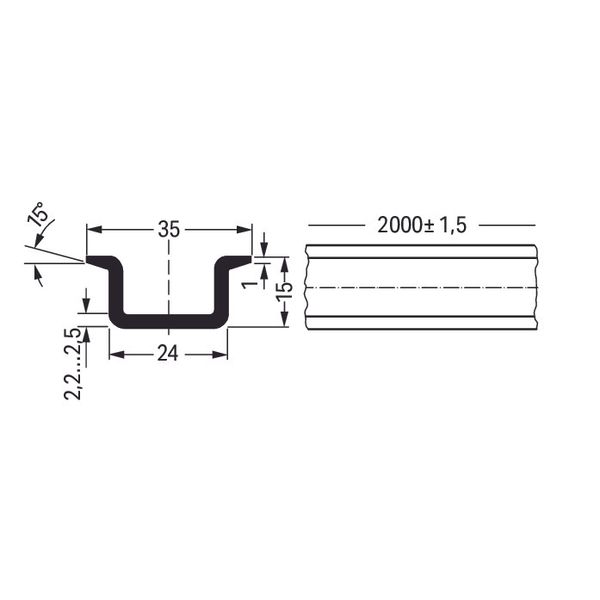 210-118 Steel carrier rail; 35 x 15 mm; 2.3 mm thick image 3