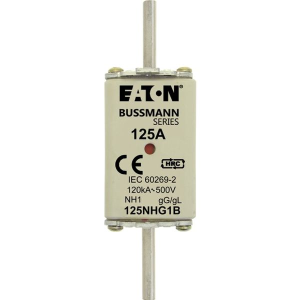 Fuse-link, low voltage, 125 A, AC 500 V, NH1, gL/gG, IEC, dual indicator image 1