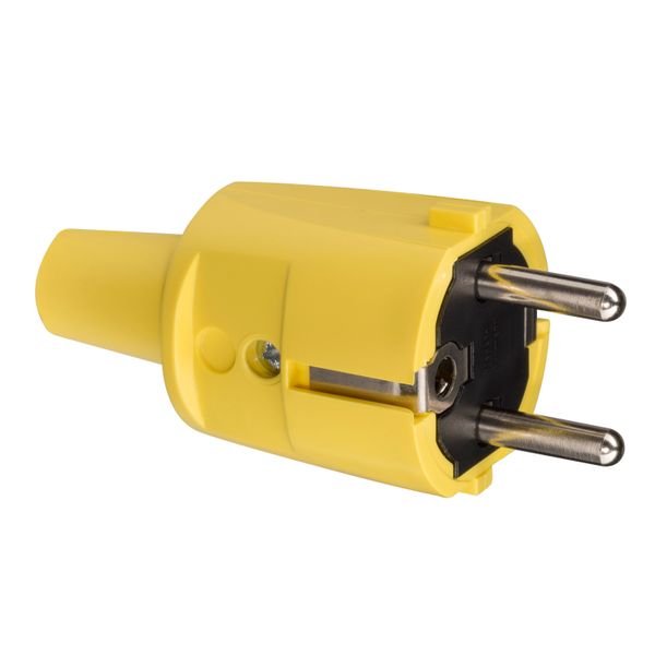 SCHUKO PVC plug, yellow, 2 earthing systems image 1