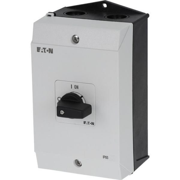 On-Off switch, P1, 40 A, surface mounting, 3 pole + N, with black thumb grip and front plate, hard knockout version image 3