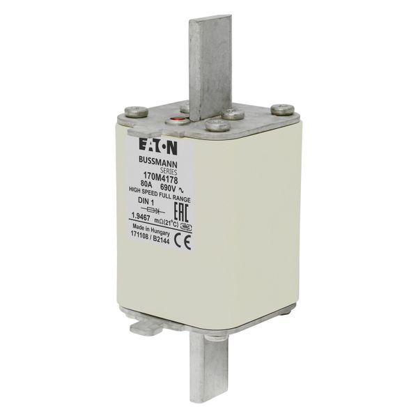 Fuse-link, high speed, 80 A, AC 690 V, DIN 1, 52 x 66 x 135 mm, gR, DIN, IEC, single indicator image 6