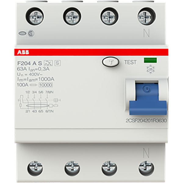 F204 A S-63/0.3 Residual Current Circuit Breaker 4P A type 300 mA image 2