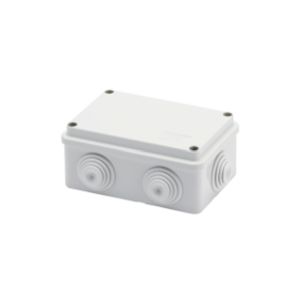 JUNCTION BOX WITH PLAIN SCREWED LID - IP55 - INTERNAL DIMENSIONS 120X80X50 - WALLS WITH CABLE GLANDS - GREY RAL 7035 image 1