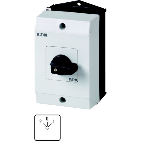 Universal control switches, T0, 20 A, surface mounting, 3 contact unit(s), Contacts: 6, 45 °, maintained, With 0 (Off) position, With spring-return to image 1