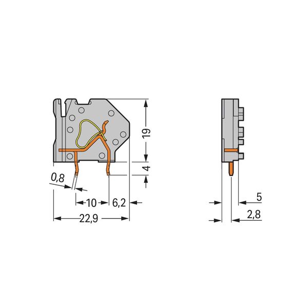 Stackable PCB terminal block 4 mm² Pin spacing 5 mm light gray image 2