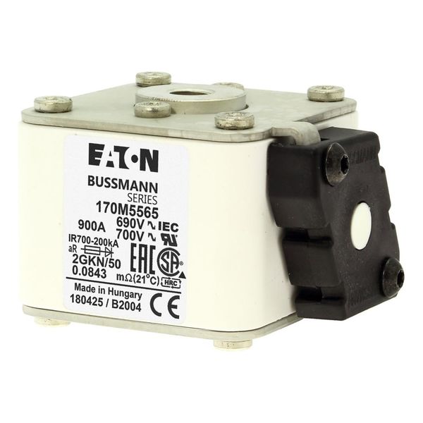 Fuse-link, high speed, 900 A, AC 690 V, size 2, 61 x 77 x 51 mm, aR, IEC, UL, type K indicator, flush end, 16 UNC image 8