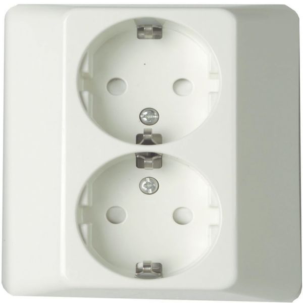 Exxact double socket outlet with Artic cover screwless with S30 insert white image 3