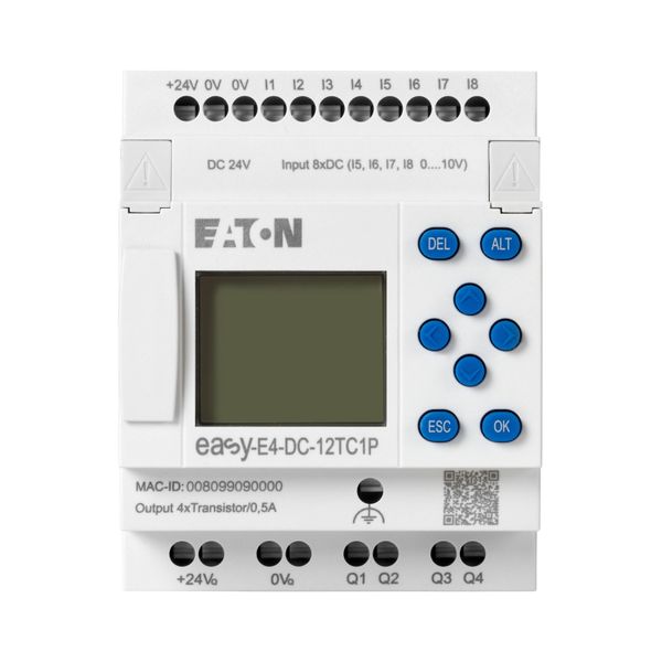 Control relays easyE4 with display (expandable, Ethernet), 24 V DC, Inputs Digital: 8, of which can be used as analog: 4, push-in terminal image 7