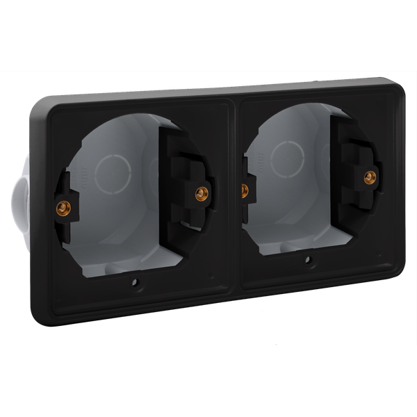 Splashproof double horizontal flush-mounting box for two functions, bl image 2