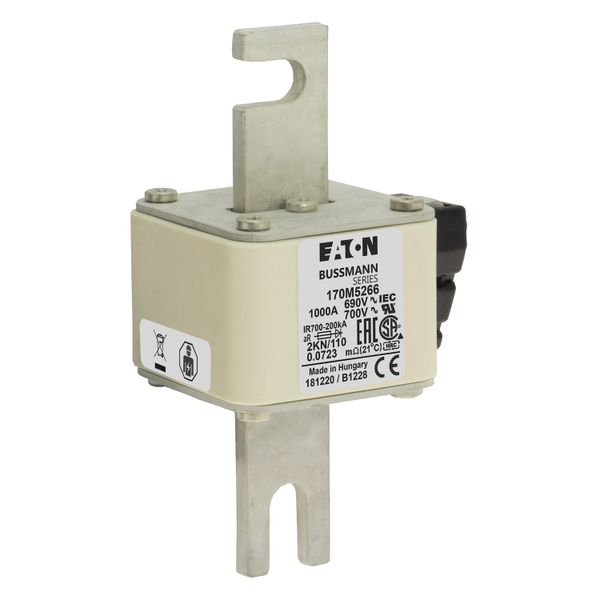 Fuse-link, high speed, 1000 A, AC 690 V, DIN 2, 61 x 77 x 138 mm, aR, DIN, IEC, single indicator image 18