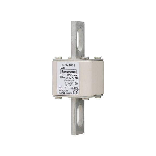 Fuse-link, high speed, 350 A, AC 690 V, size 1, 53 x 69 x 136 mm, aR, IEC, UL, no indicator, 90 mm centers image 10