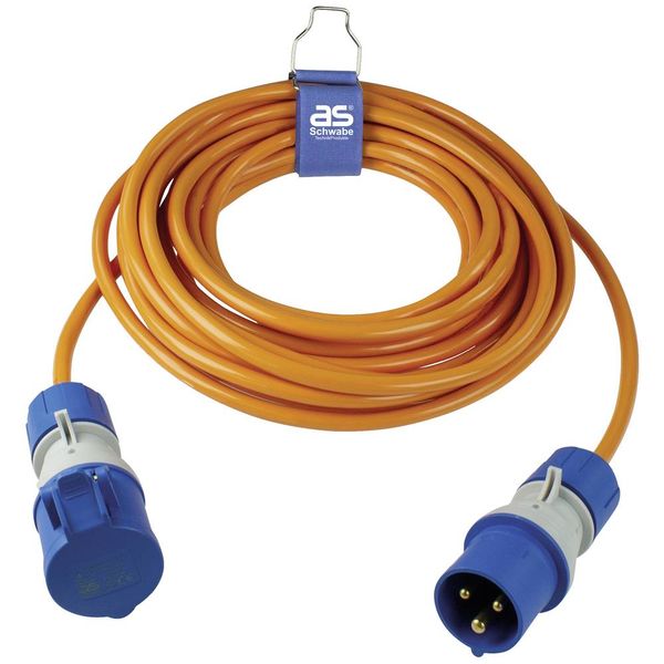 CEE extension 10m, orange
10m PUR cable H07BQ-F 3G2.5, in orange signal color
with CEE plug “powerlight” and CEE coupling “powerlight” with phase indicators image 1